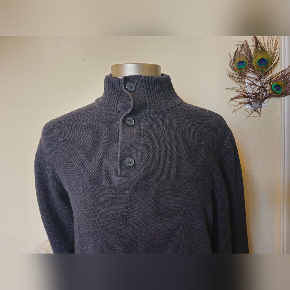 SunRiver Men's Black half turtle neck Sweater 🖤 (Large) 🖤 - Picture 2 of 16